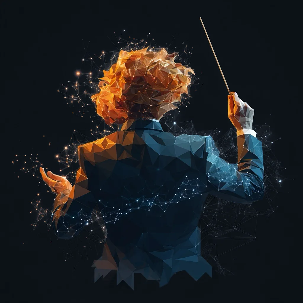 Low-poly conductor illustration
